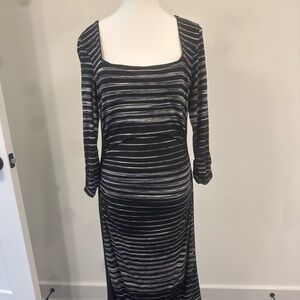 White House Black Market Black Ruched Sheath Dress with Square Neck